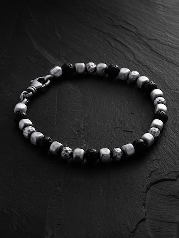 REYTEL Bracelet 'CUBE. LAVA STONE' in Silver: front