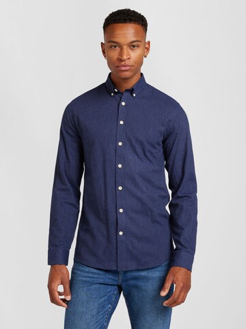 Coupe regular Chemise Lindbergh en bleu : devant