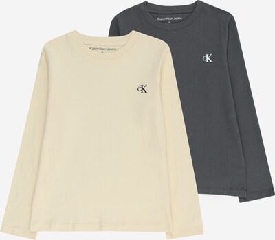 Calvin Klein Jeans Majica u pastelno žuta / tamo siva / crna / bijela, Pregled proizvoda