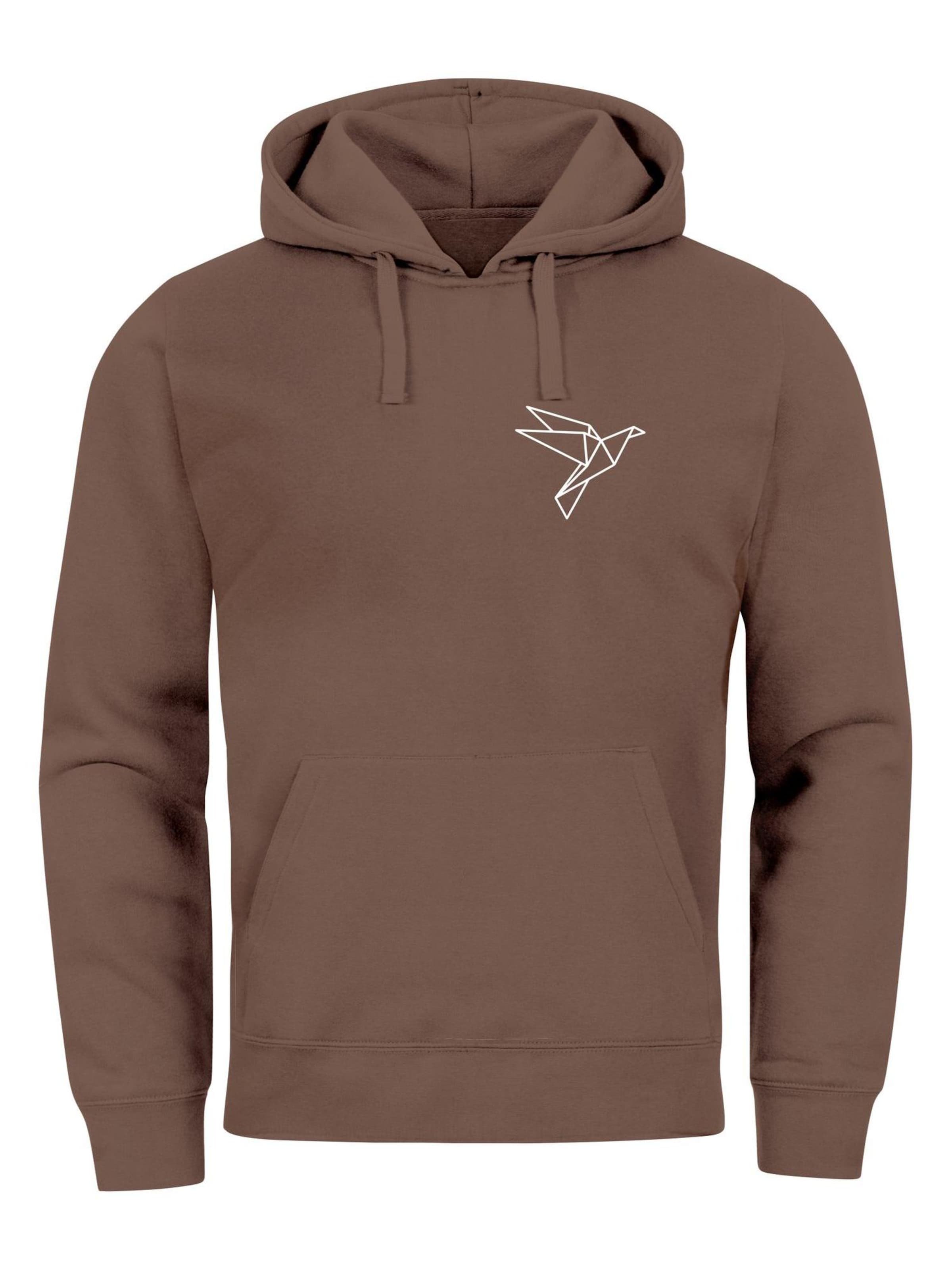 Neverless Sweatshirt 'Origami Vogel' in Brown: front