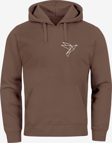 Neverless Sweatshirt 'Origami Vogel' in Brown: front
