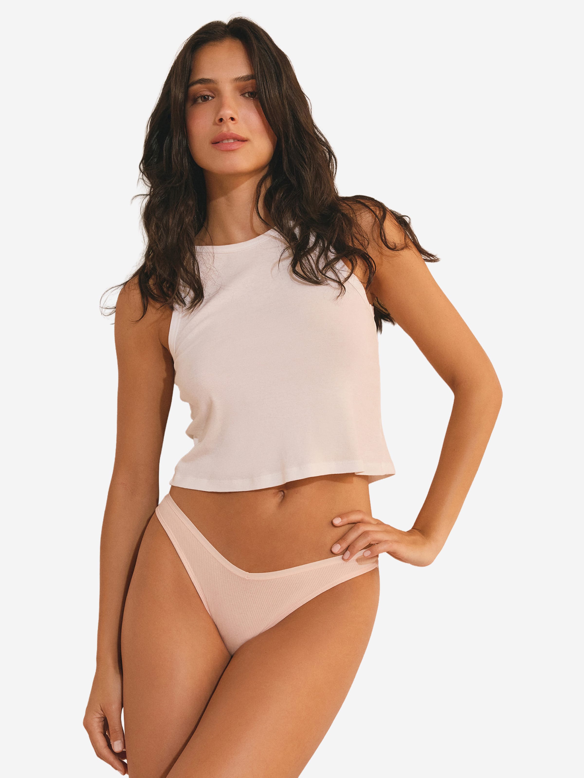 ETAM 3er-Pack Baumwoll-Tangas 'John' in Beige: Vorderseite