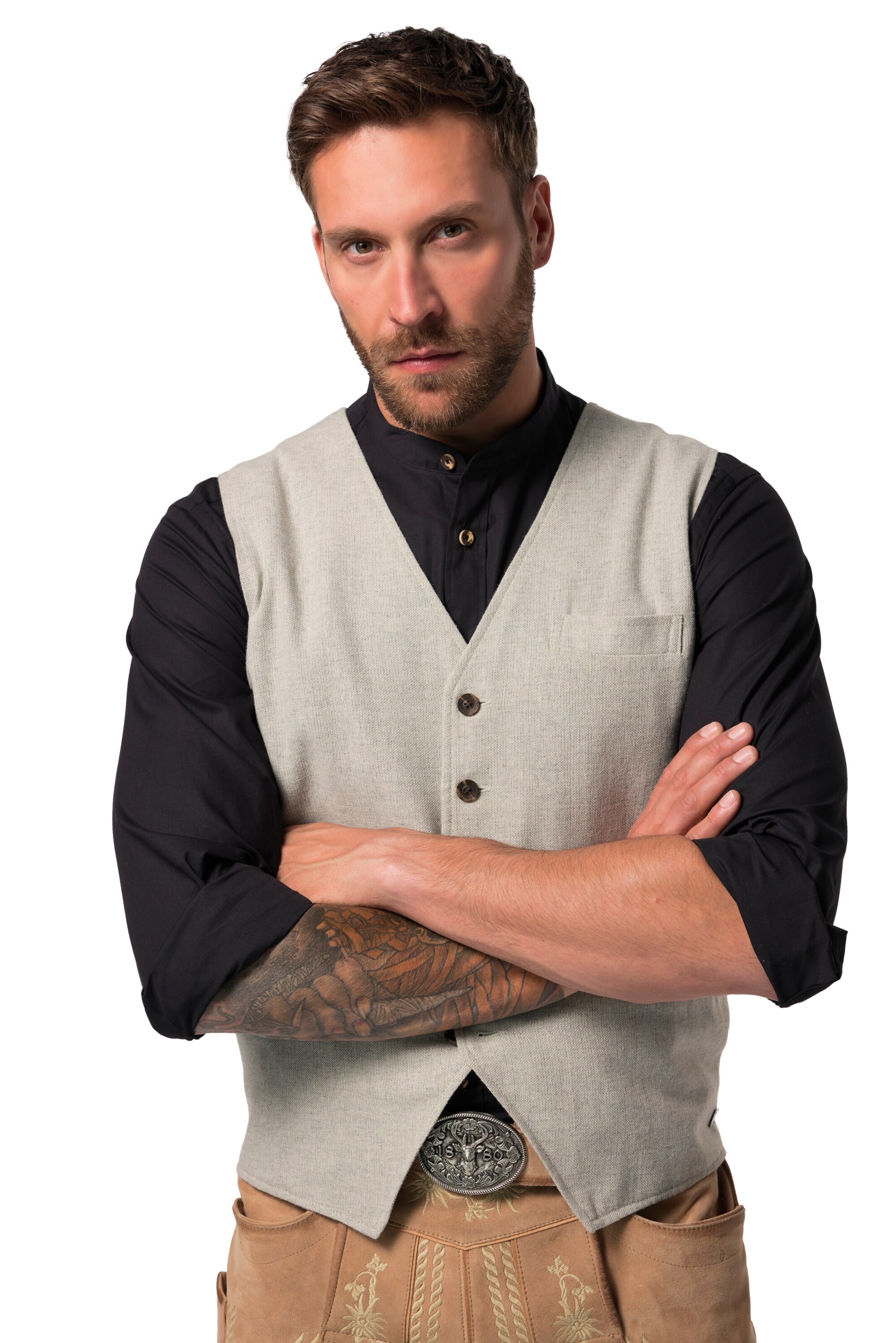 JP1880 Klederdracht gilet in Grijs: voorkant