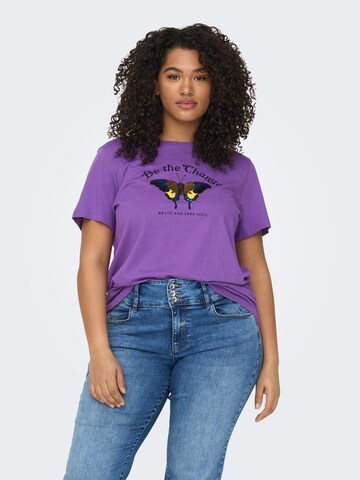 ONLY Carmakoma T-shirt 'Kiti' i lila: framsida