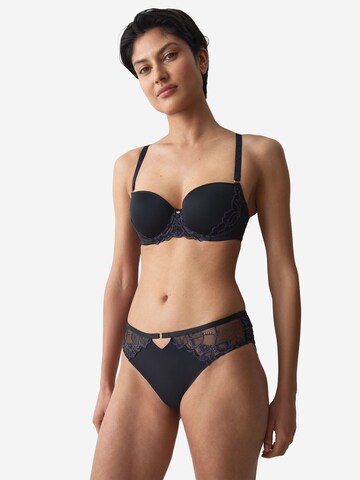 TRIUMPH T-shirt BH ' Wild Gardenia Florale ' in Zwart: voorkant