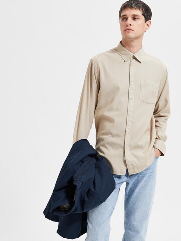 SELECTED HOMME Regular Fit Hemd in Beige