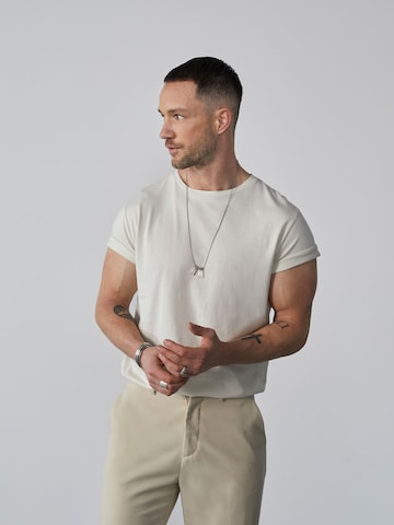 DAN FOX APPAREL Regular fit Μπλουζάκι 'Piet' σε λευκό: μπροστά