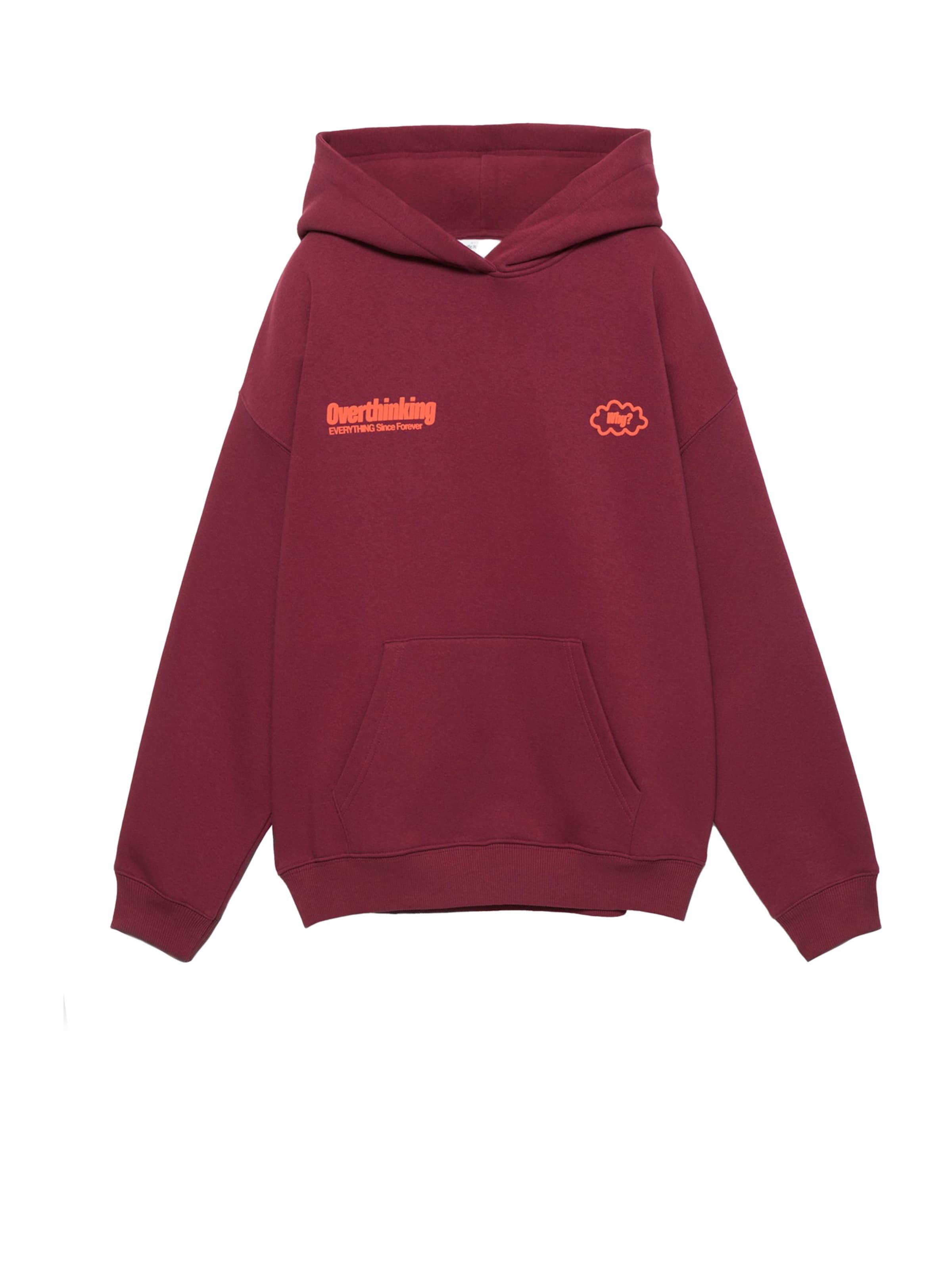 Pull&Bear Mikina 'PACIFIC OVERTHINKING' – červená: přední strana