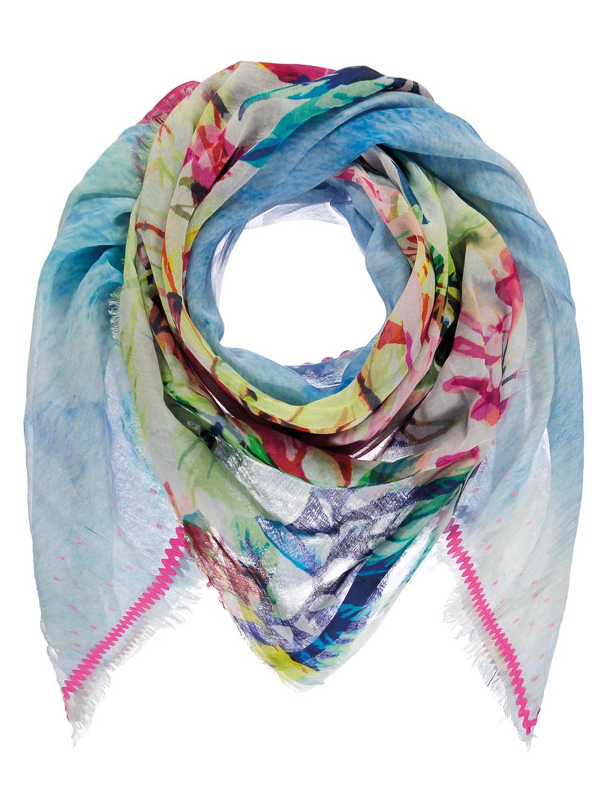 Passigatti Tuch 'Schal bunt mit Patch Design'‌‌ in Blau: Vorderseite