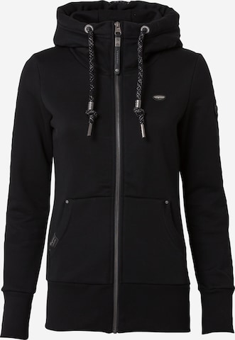 Ragwear Zip-Up Hoodie 'Neska' in Black: front