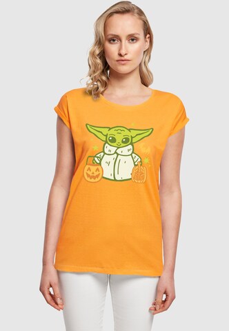 ABSOLUTE CULT Shirt 'Star Wars - Grogu Halloween Trick Or Treat' in Orange: front