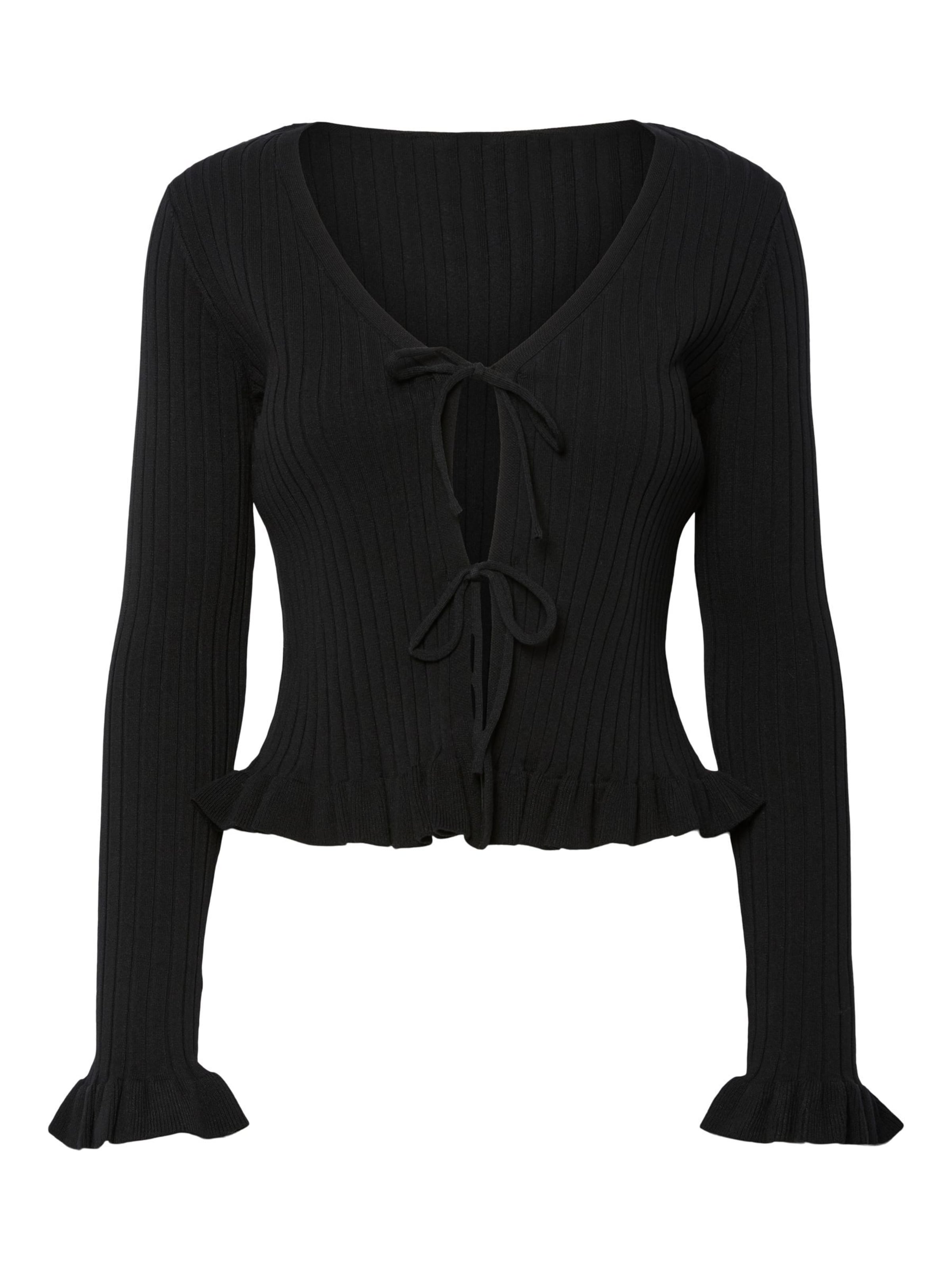 PIECES Gebreid vest 'PCRagnhild' in Zwart: voorkant