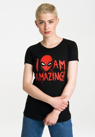 LOGOSHIRT Shirt 'Marvel Comics' in Black: front