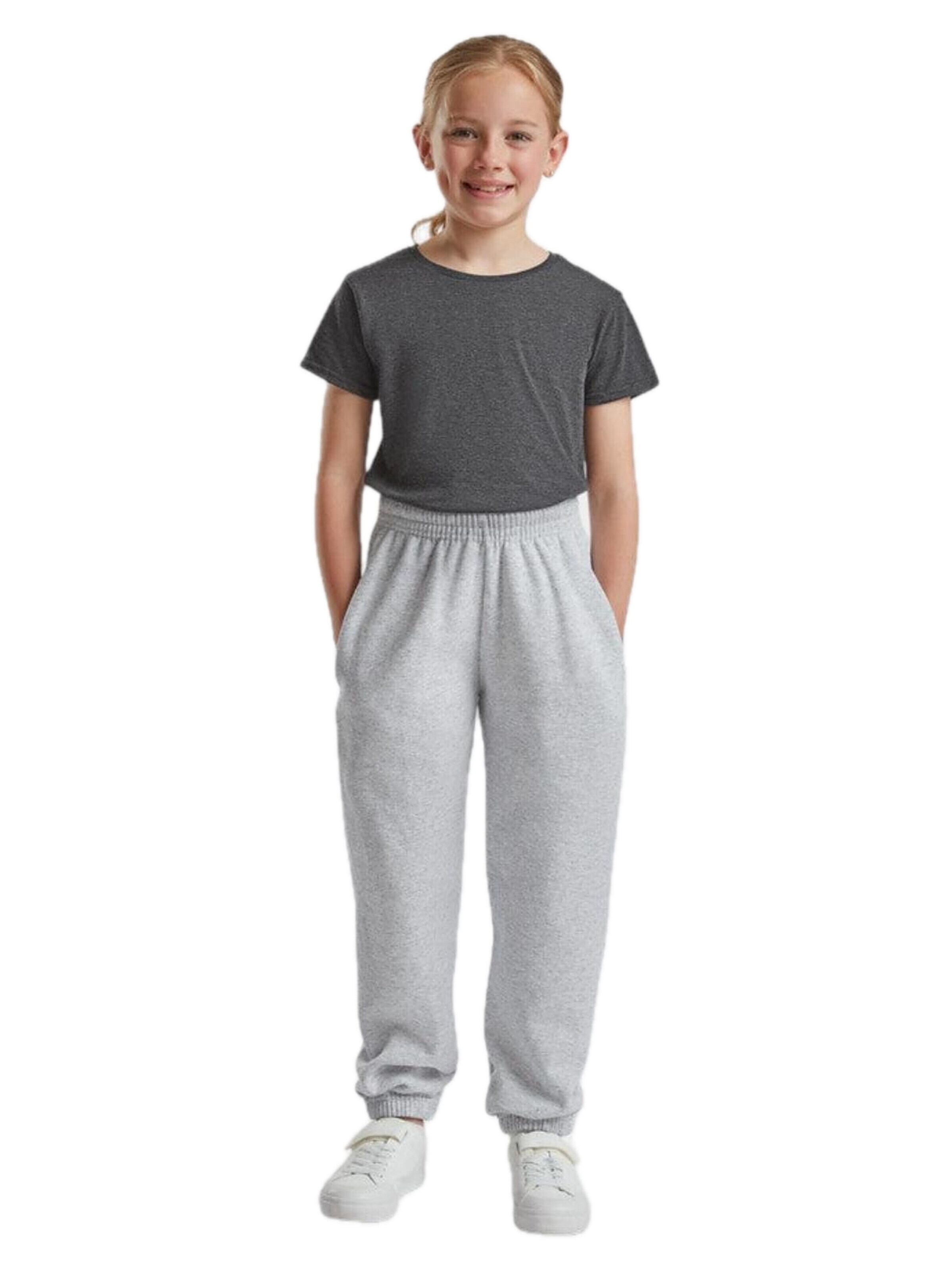 FRUIT OF THE LOOM Regular Broek 'Sweatpants with cuffs for kids' in Grijs