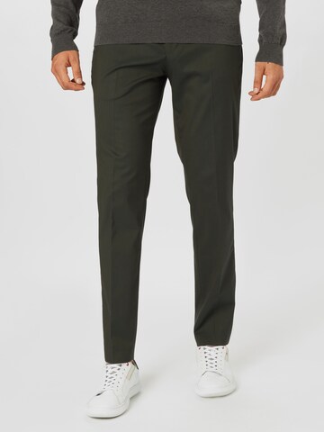 SELECTED Slim fit Pleated Pants 'Mylologan' in Green: front