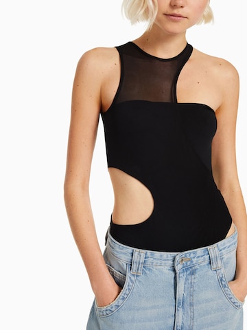 Bershka Shirt Bodysuit in Black