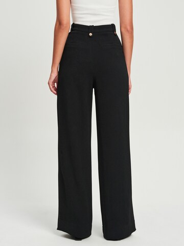 Tussah Wide leg Broek 'CAIT' in Zwart: terug