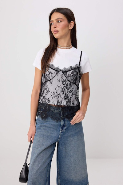 Trendyol T-shirt i XS i svart / vit, Produktvy