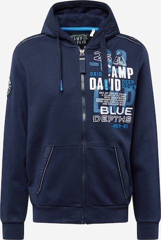 CAMP DAVID Zip-Up Hoodie in Blue: front