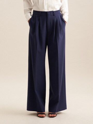 SEIDENSTICKER Wide leg Bandplooibroek ' Schwarze Rose ' in Blauw: voorkant