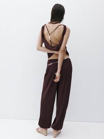 MANGO Loosefit Hose 'GEMMA' in Braun