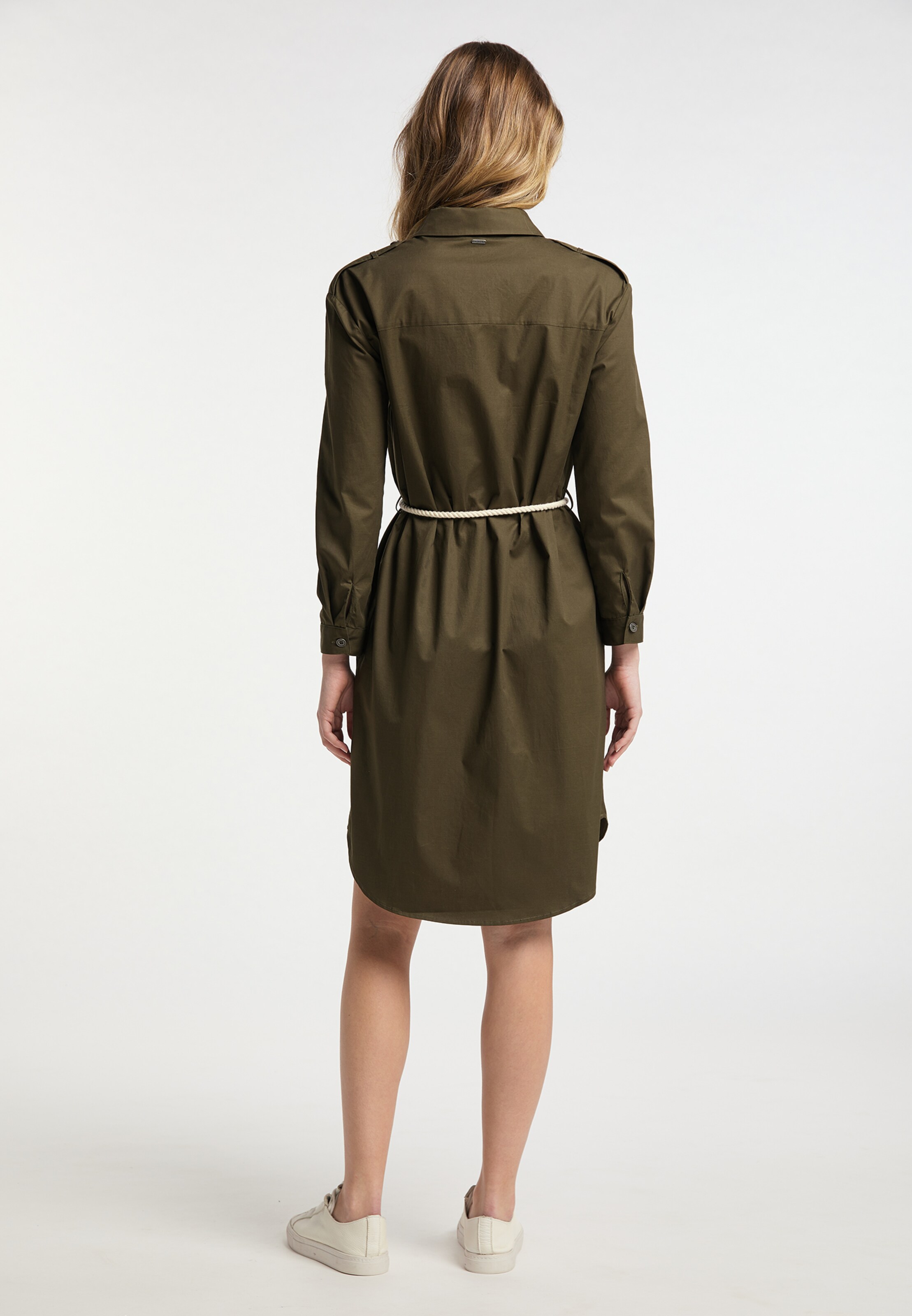 Frauen Kleider DreiMaster Vintage Blusenkleid in Khaki - FF76806