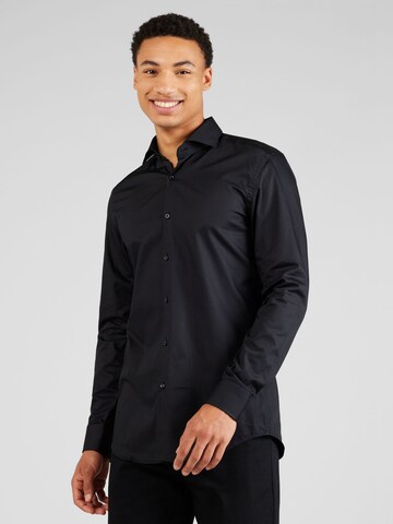 HUGO Slim fit Button Up Shirt 'Kason' in Black: front