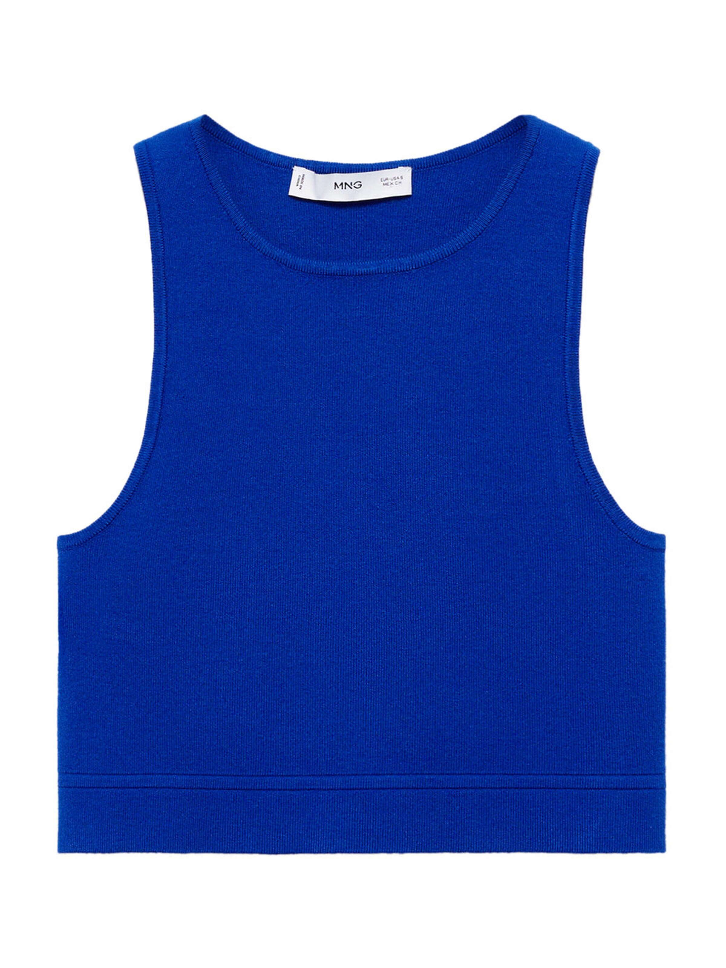 MANGO Top z dzianiny 'MADRID' w kolorze niebieski: przód