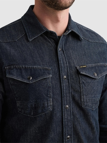 PME Legend Regular Fit Skjorte 'Denim shirt with button closure and badge' i blå