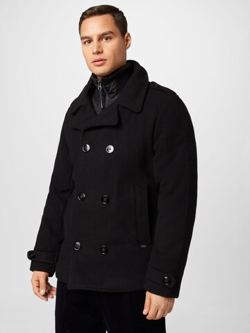 Petrol Industries Between-Seasons Coat in Black: front