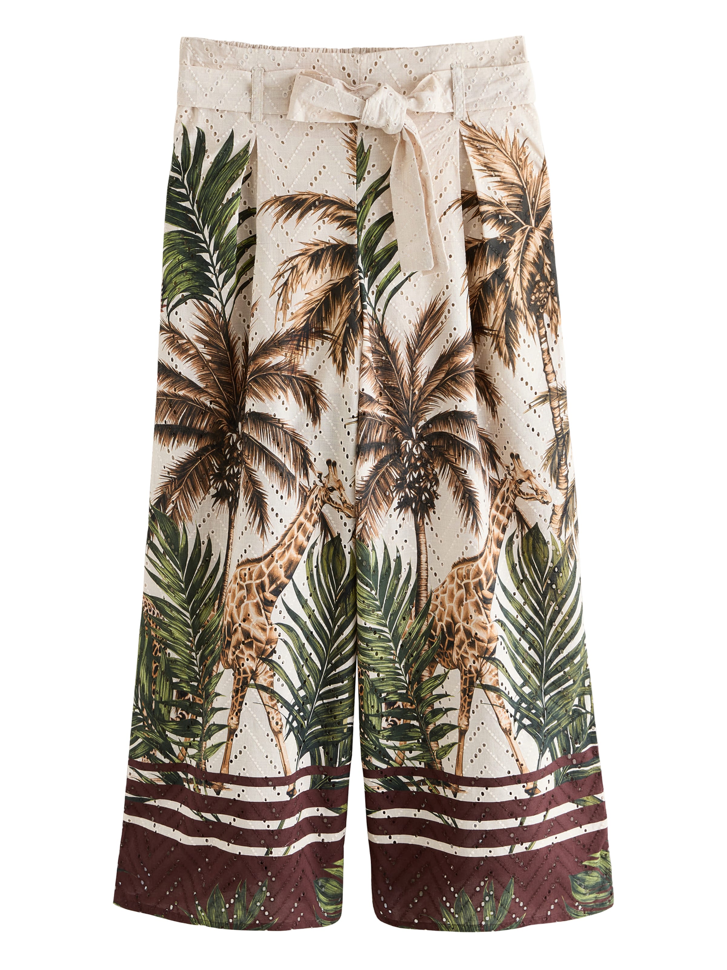 Next Wide leg Pleat-front trousers in Beige: front