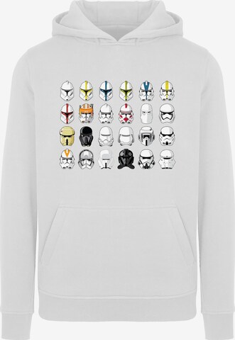 F4NT4STIC Sweatshirt 'Star Wars Stormtrooper Piloten Helme' in Wit: voorkant