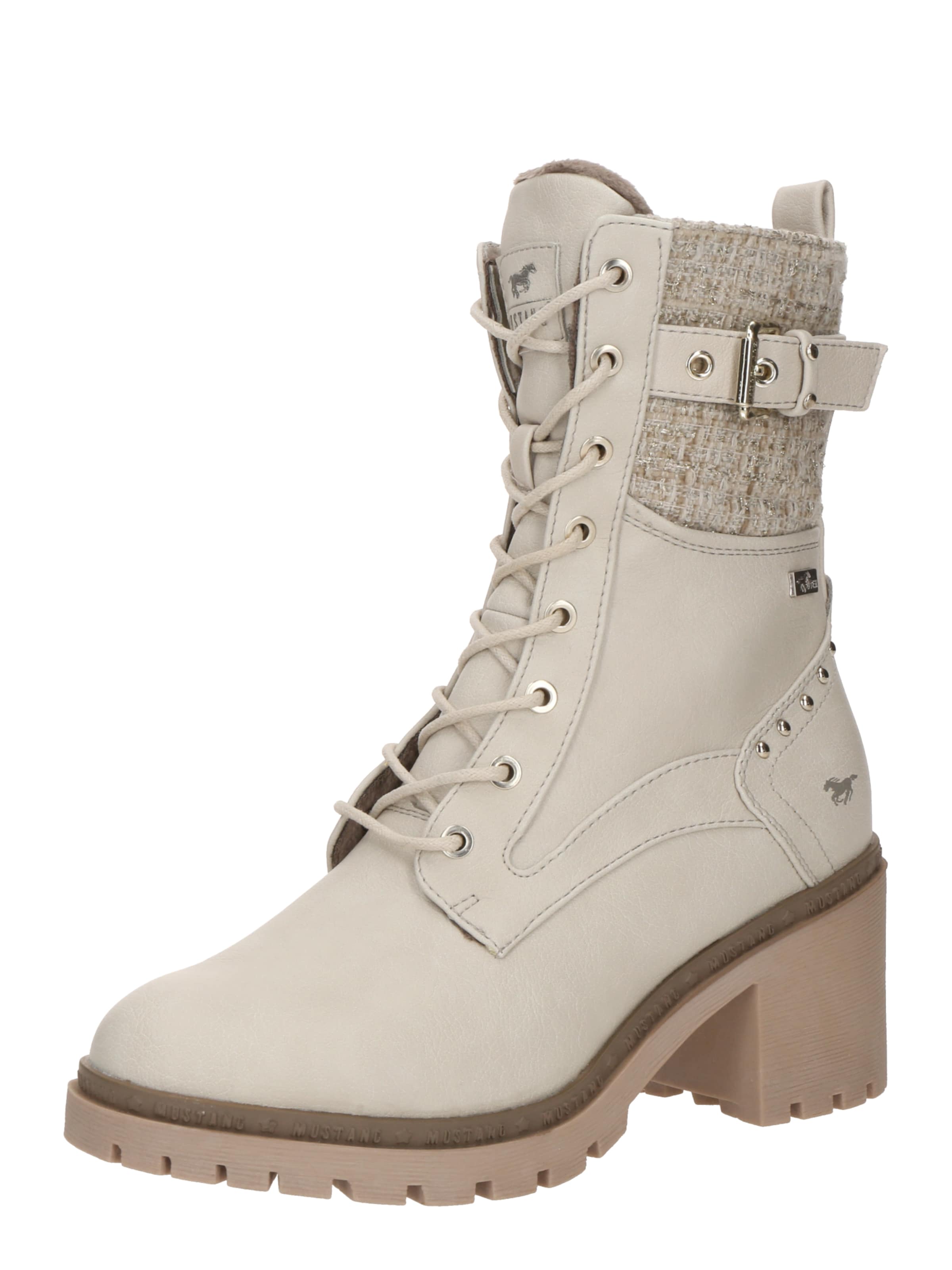 Ghete cu șireturi de la MUSTANG pe bej: față