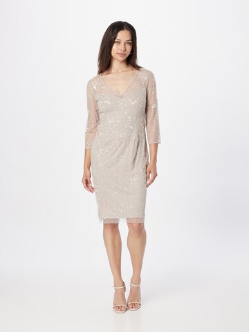 Adrianna Papell Cocktail Dress in Beige: front
