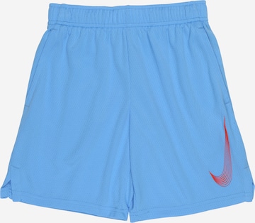 NIKE Workout Pants in Blue: front