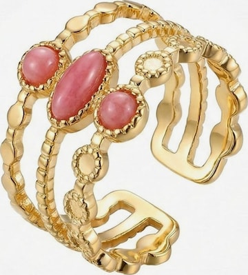 Nemomatheo Ring 'Schichtträume – Dreifaches Steindesign' in Gold: Vorderseite