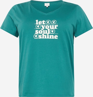 ONLY Carmakoma Shirt 'QUOTE' in Green: front