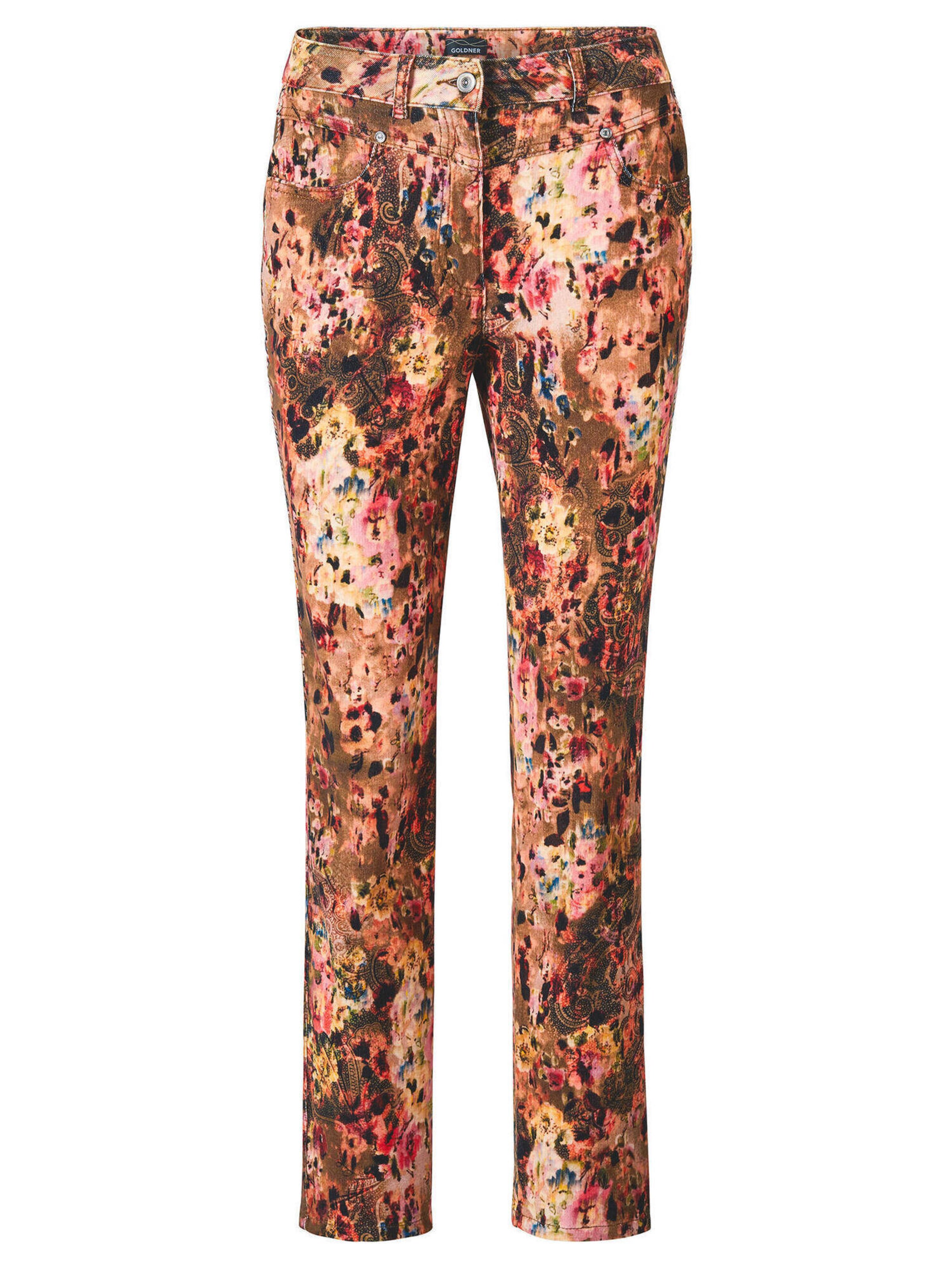 Goldner Slimfit Hose in Beige: Vorderseite