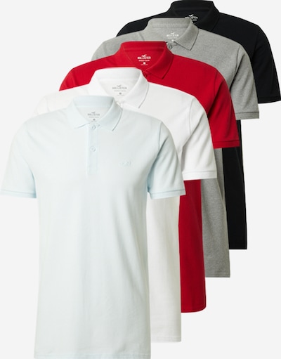 HOLLISTER T-shirt 'WEBEX' i gråmelerad / mint / röd / svart / vit, Produktvy