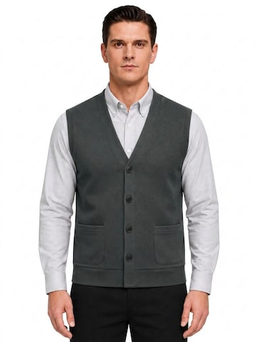 ALLTHEMEN Strickjacke 'Schräglicht' in Grau: Vorderseite