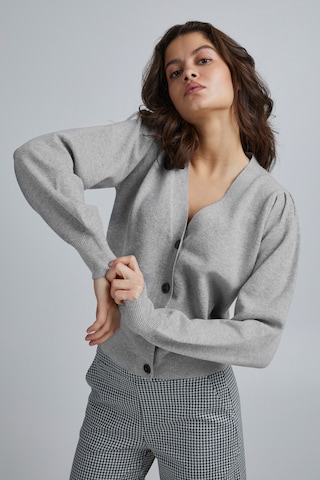 ICHI Knit Cardigan 'Kate' in Grey: front