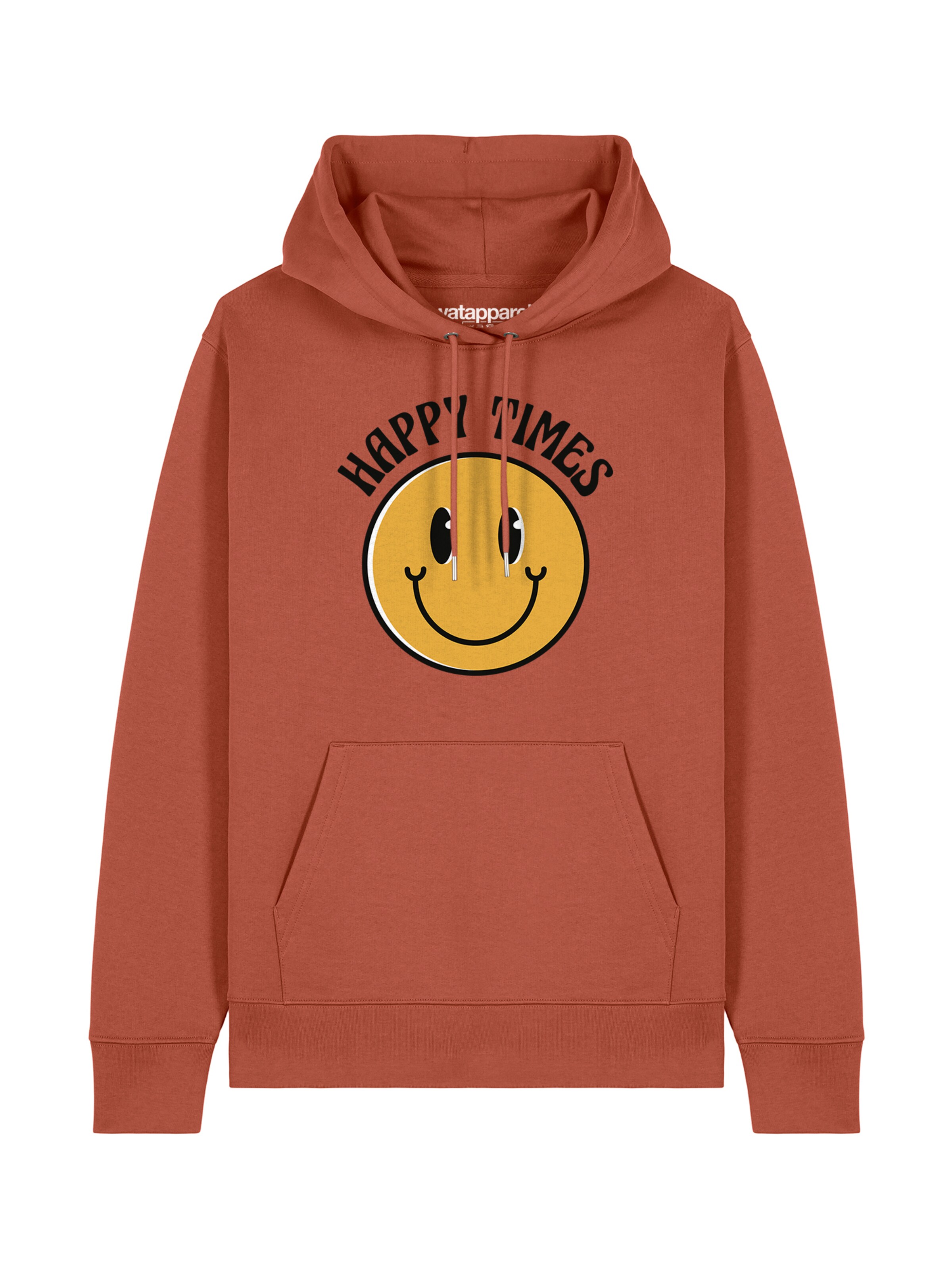 Watapparel Sweatshirt ' Happy times smiley emoji ' in Bruin: voorkant