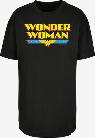 F4NT4STIC Oversized shirt 'Wonder Woman Text Logo' in Zwart: voorkant