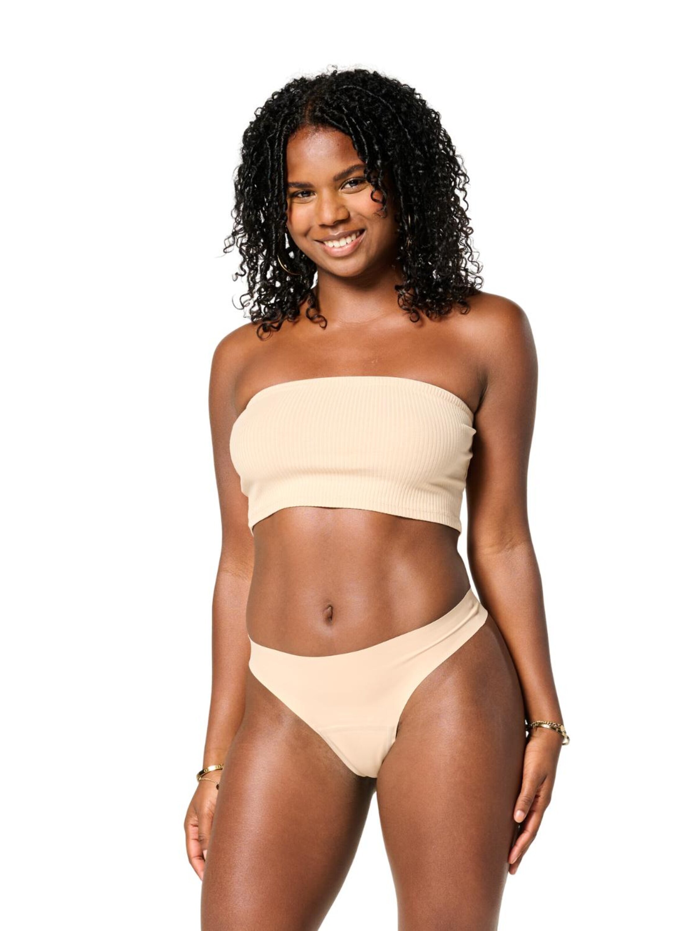 Moodies Undies String 'Lasercut String licht' in Beige: voorkant
