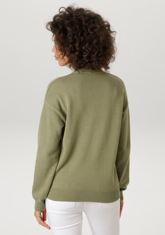 Aniston CASUAL Knit Cardigan in Green