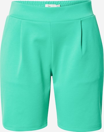 ICHI Pleat-Front Pants in Green: front