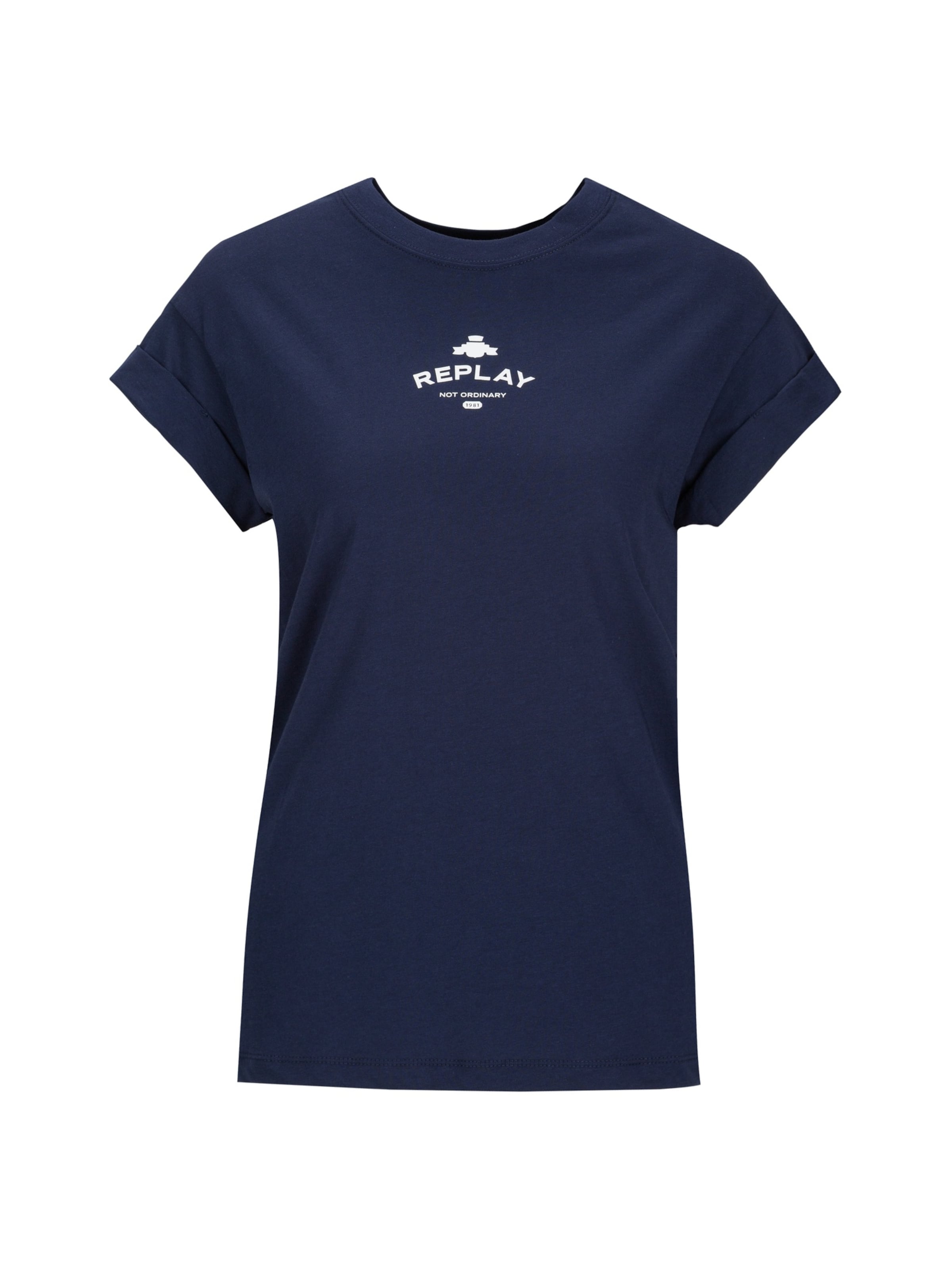 REPLAY Shirt in L in de kleur Donkerblauw / Wit, Productweergave