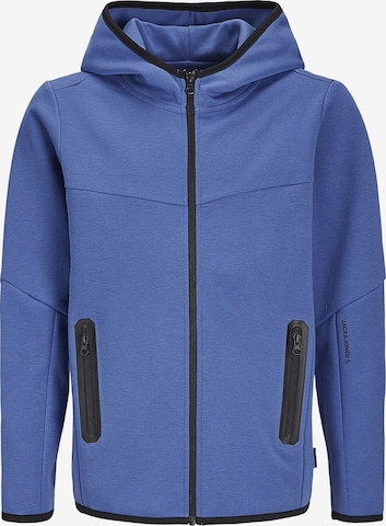 Jack & Jones Junior - Sudadera con cremallera 'JCOFusion' en azul: frente