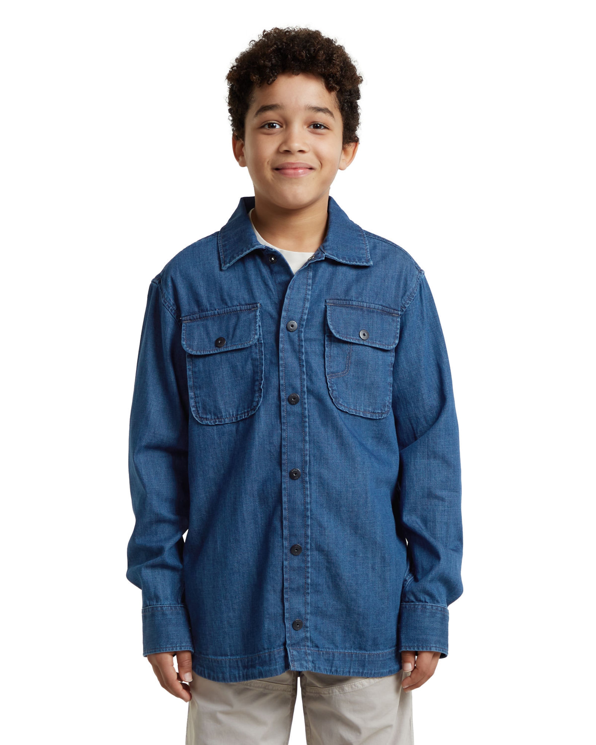 G-STAR Tussenjas 'Boys GPO Overshirt' in Blauw: voorkant
