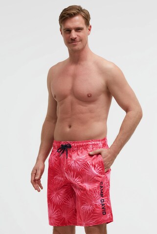 CAMP DAVID Board Shorts in Red: front